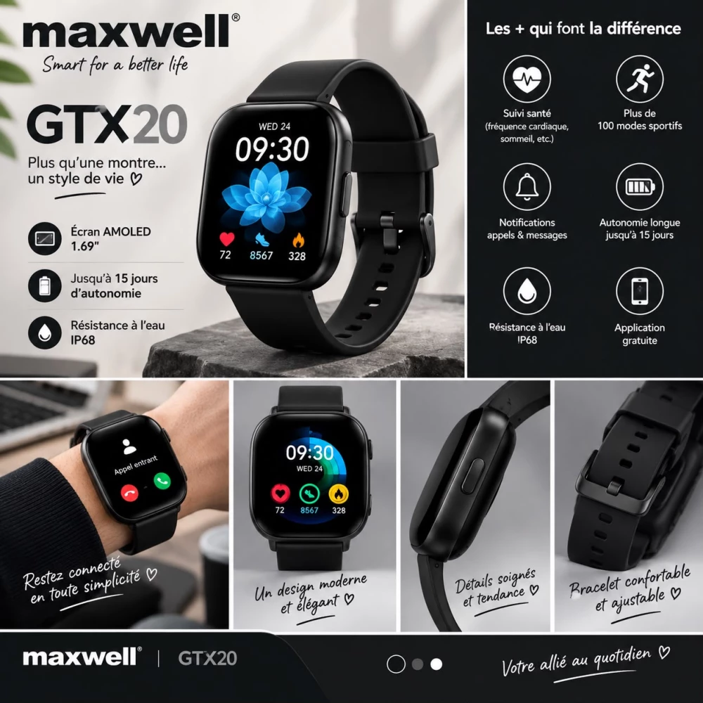 Montre Connectée Maxwell AMOLED GTX20